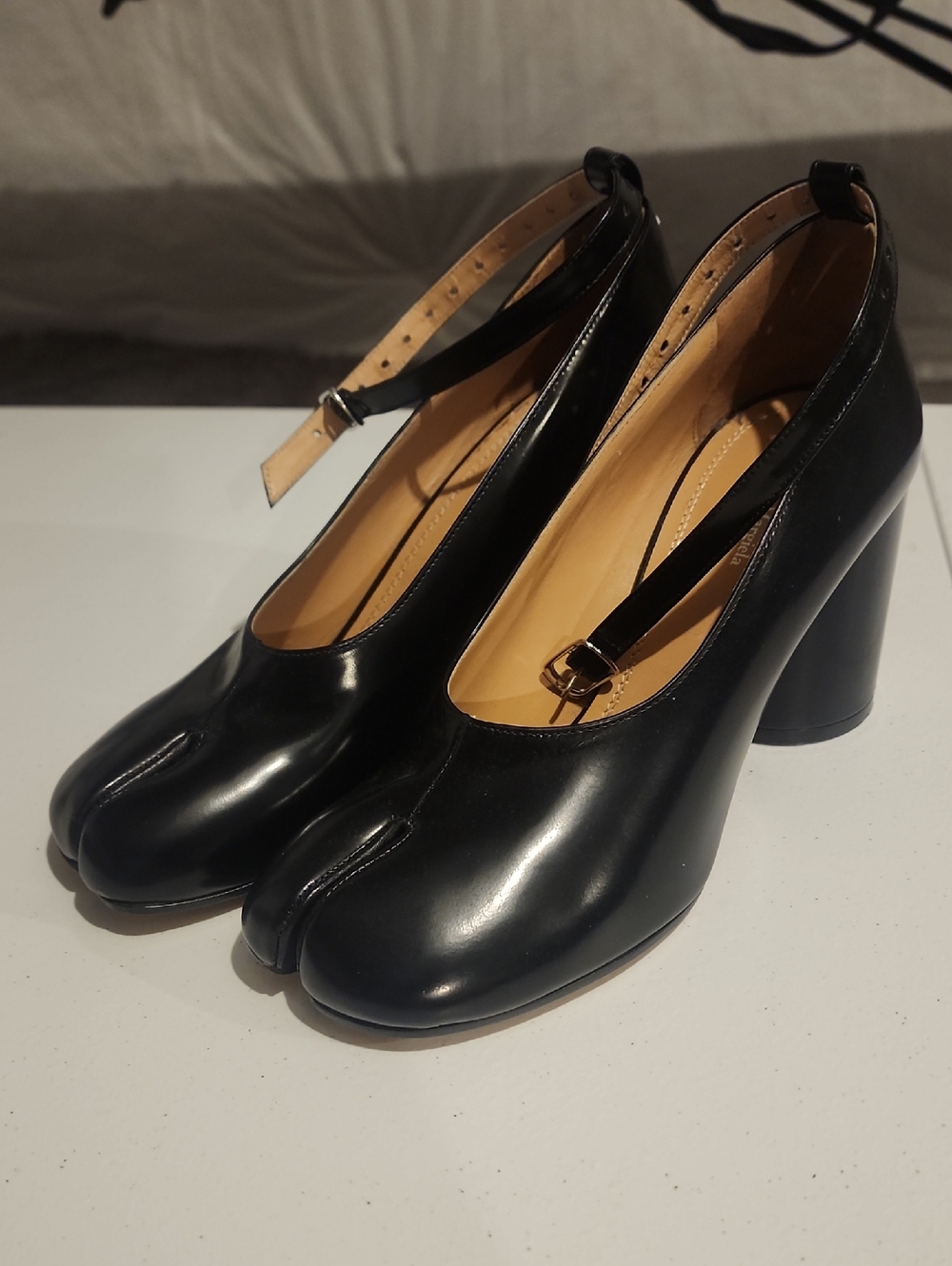Maison Martin Margiela Black Tabi Split-Toe Ankle-Strap Block Heels No Box/cover